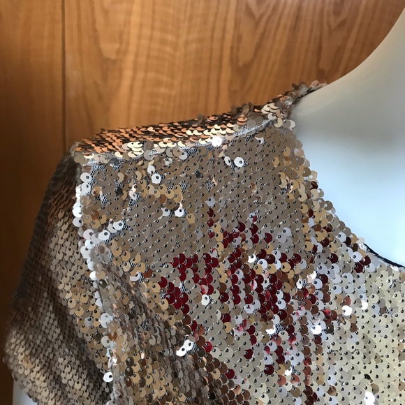 Line & Dot Sequin Metallic MIni Dress - Picture 6 of 9